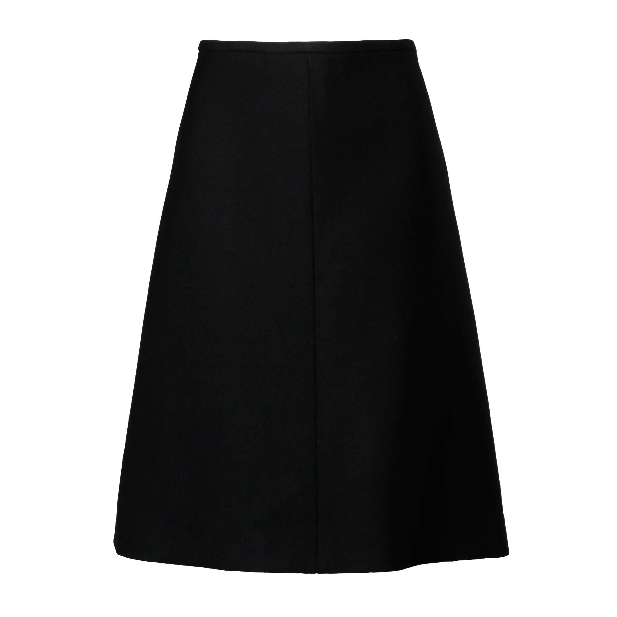 Louis Feraud Vintage Black Wool A-Line Skirt