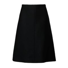 Louis Feraud Vintage Black Wool A-Line Skirt