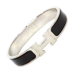 Hermes Black Palladium Narrow Clic Clac Bracelet