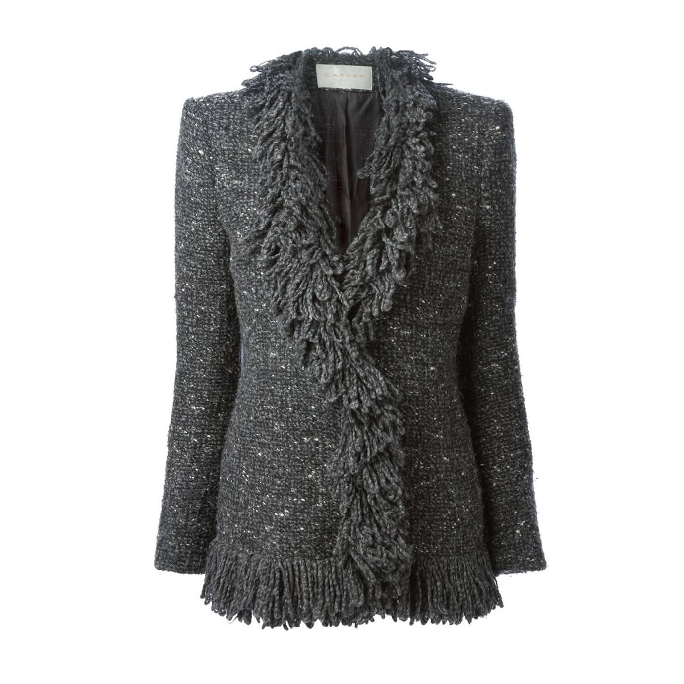 1980s Grey Chine Carven Fringed  Jacket