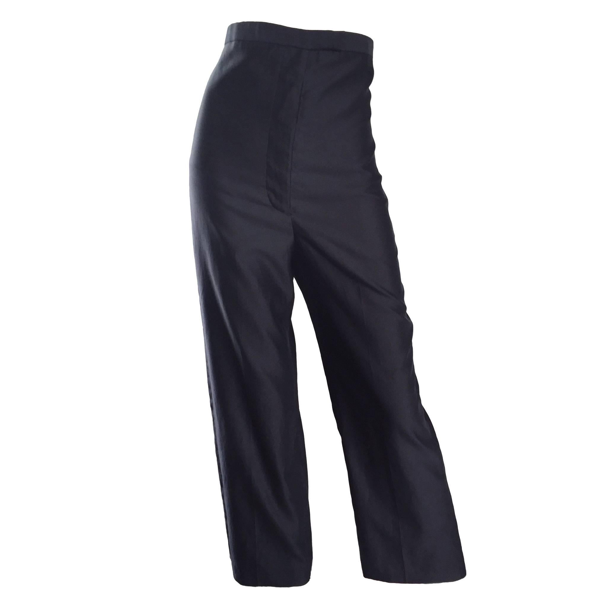 Importante Raro Alexander McQueen Vintage Años 90 Pantalones negros de cintura ultra alta 