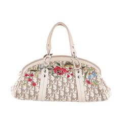 CHRISTIAN DIOR Beige LOGO Canvas DIORISSIMO Satchel HANDBAG w/ Embroidery 2