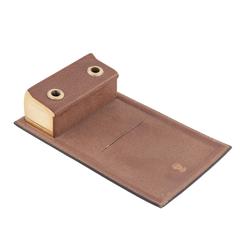 Gucci Italian Vintage Brown Leather Desk Notepad Notebook Holder With Pen Slots