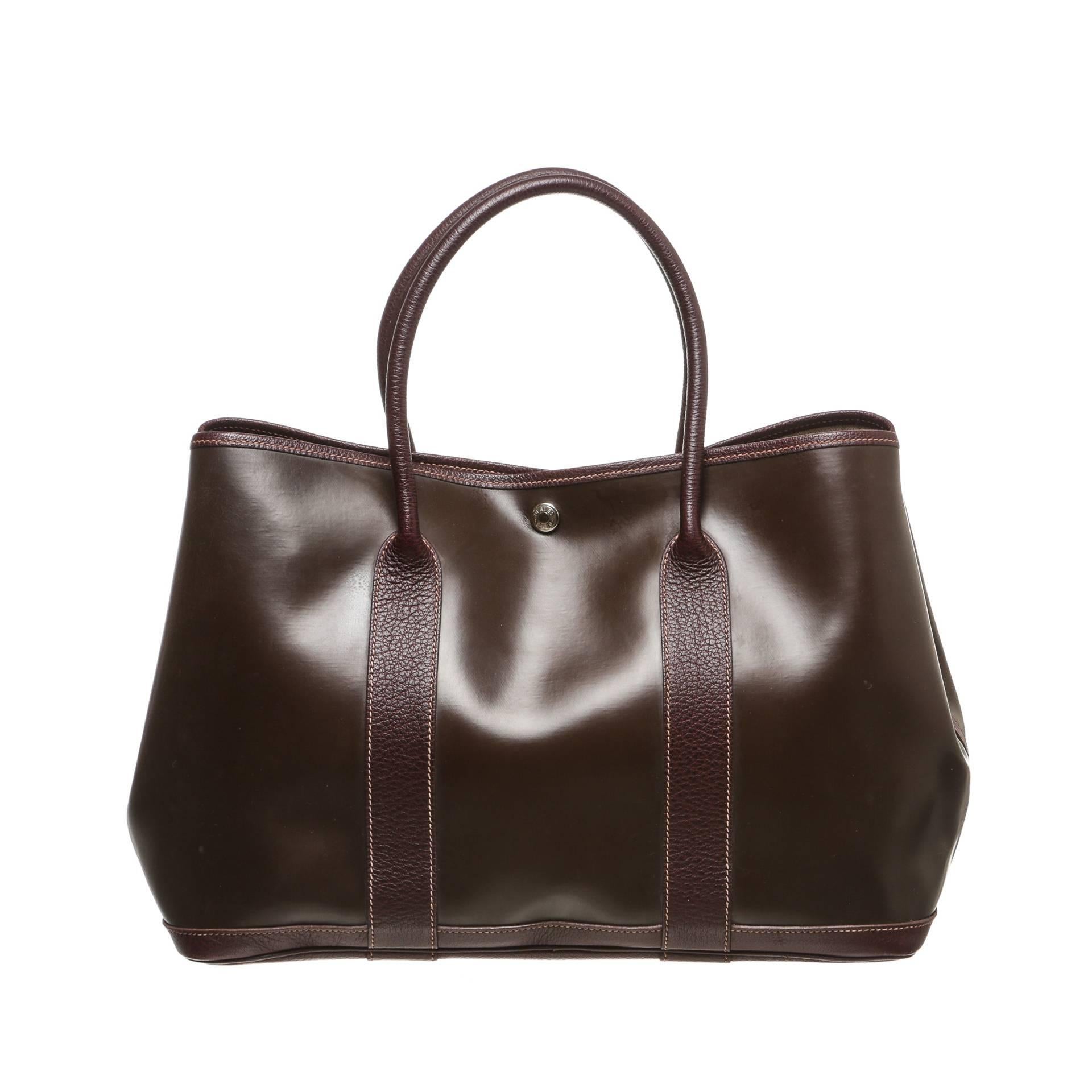 Hermes Brown Amazonia Garden Party Tote Handbag