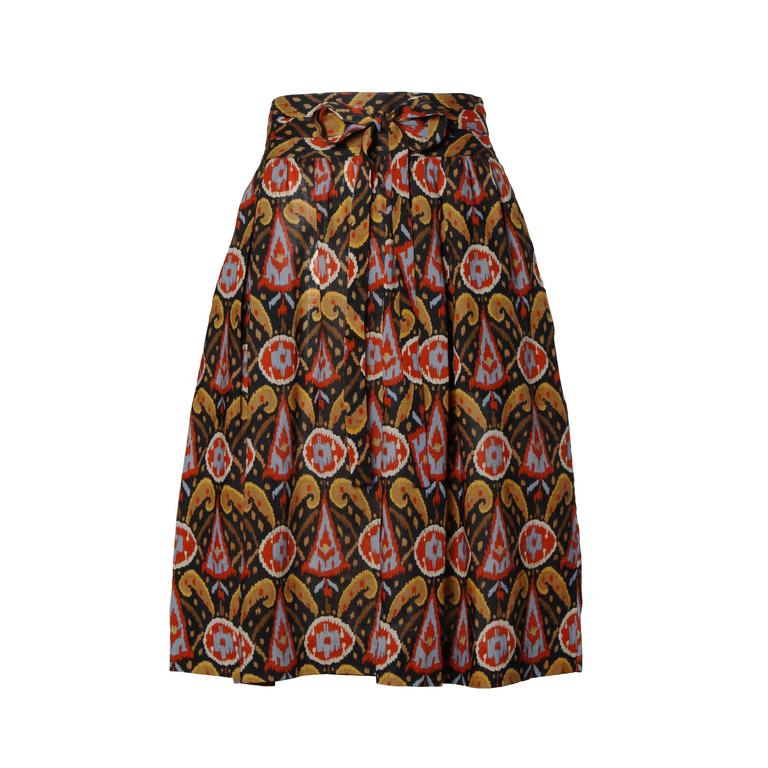 Yves Saint Laurent YSL Rive Gauche Vintage Wool Ikat Print Skirt at 1stDibs