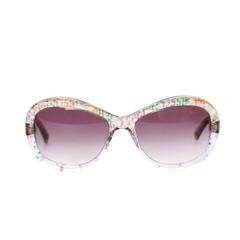 Chanel Resin Round Frame Sunglasses With Tweed Print 