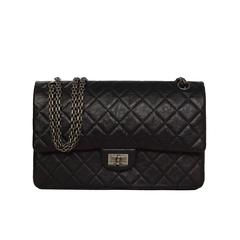 Chanel Black Quilted 2.55 Re-Issue 226 Double Flap Bag RHW
