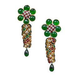 Chanel Green & Red Gripoix Earrings 