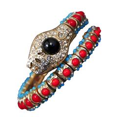 Vintage Chanel Jeweled Snake Bracelet 