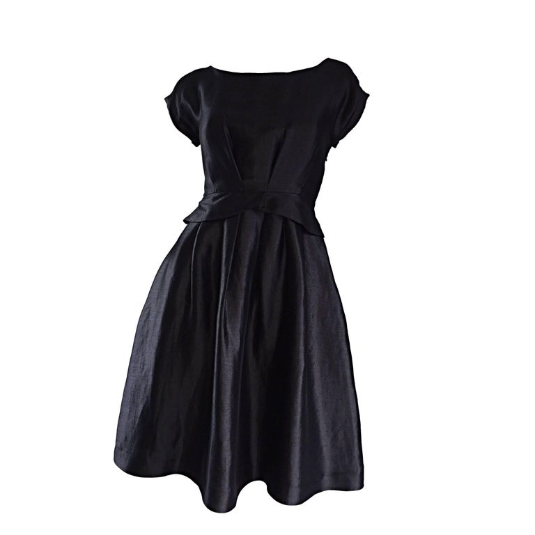 Moschino Black Size 6 Silk Fit n' Flare Perfect Little Black Cocktail Dress  LBD For Sale at 1stDibs | black silk cocktail dress