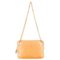 Chanel Vintage Ostrich Leather Gold Hardware Chain Shoulder Bag