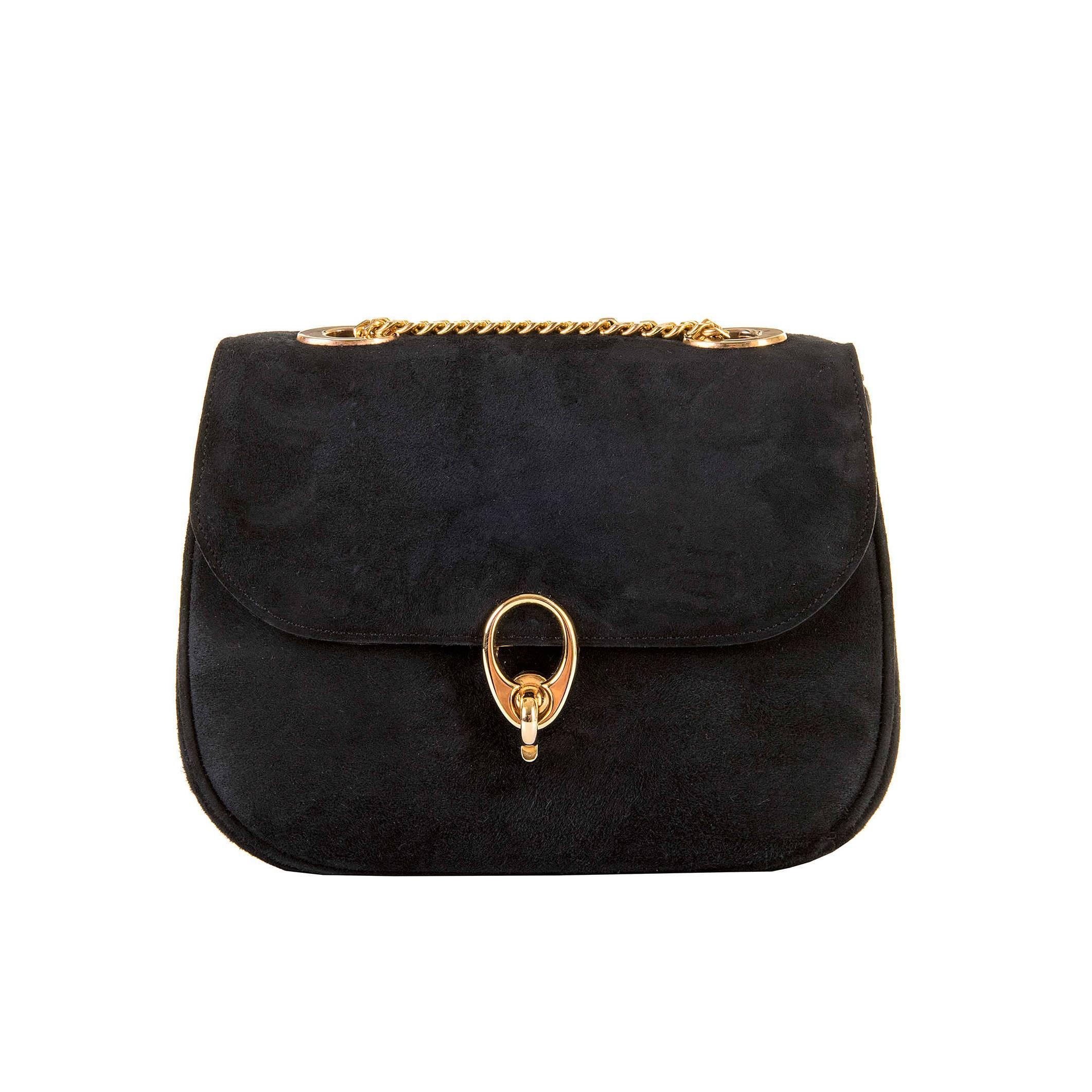 WOW Celine of Paris Black Suede Shoulder or Clutch Bag For Sale