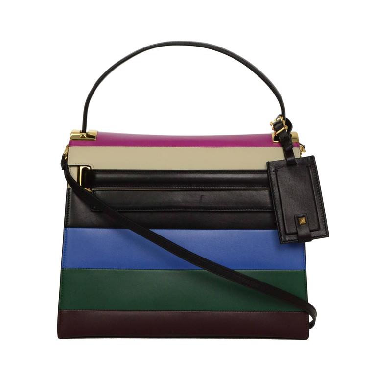 Valentino &#39;15 Multi-Colored Stripe &#39;My Rockstud&#39; Satchel Bag GHW rt. $3,545 For Sale at 1stdibs