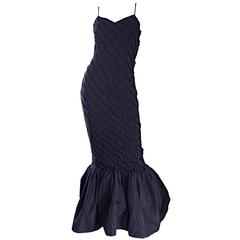 1950s Lilli Diamond Black Embroidered Vintage 50s Mermaid Bombshell Dress / Gown
