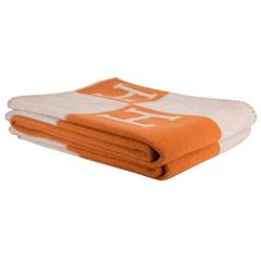 Used Hermes Avalon Blanket Couch Ecru Orange 2015.