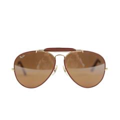 RAY BAN B&L Vintage Brown LEATHERS Outdoorsman AVIATOR 62/14 Sunglasses w/CASE