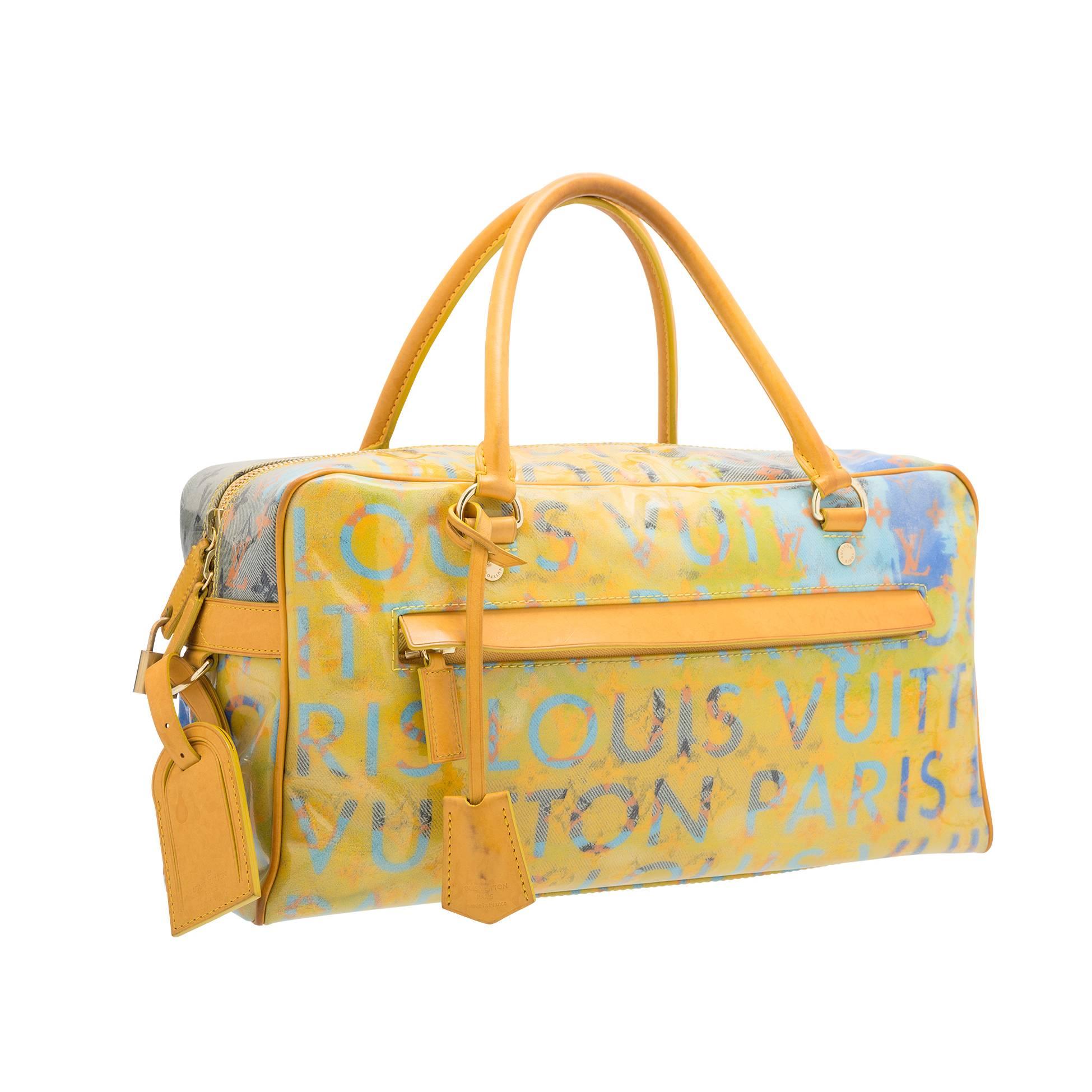 Louis Vuitton by Richard Prince Limited Edition Jaune Defile Denim Pulp Bag For Sale