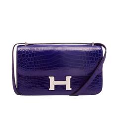 Hermes Electric Blue Alligator Constance Clutch Wallet 24cm