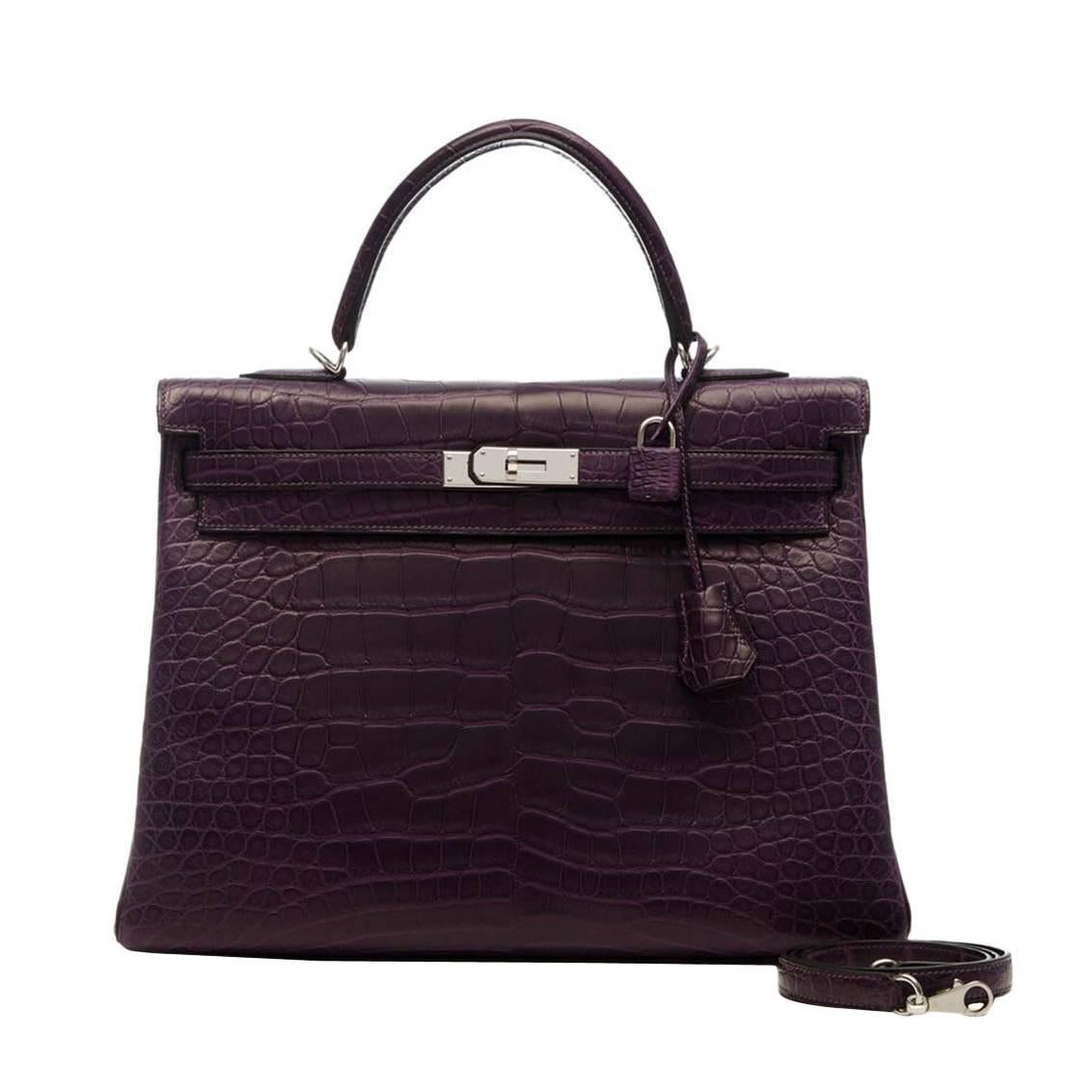 Hermes Amethyste (Purple) Alligator Kelly 2 Retourne 35cm