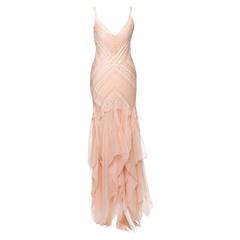 Jenny Packham vintage rosé silk evening gown,  Sz XS