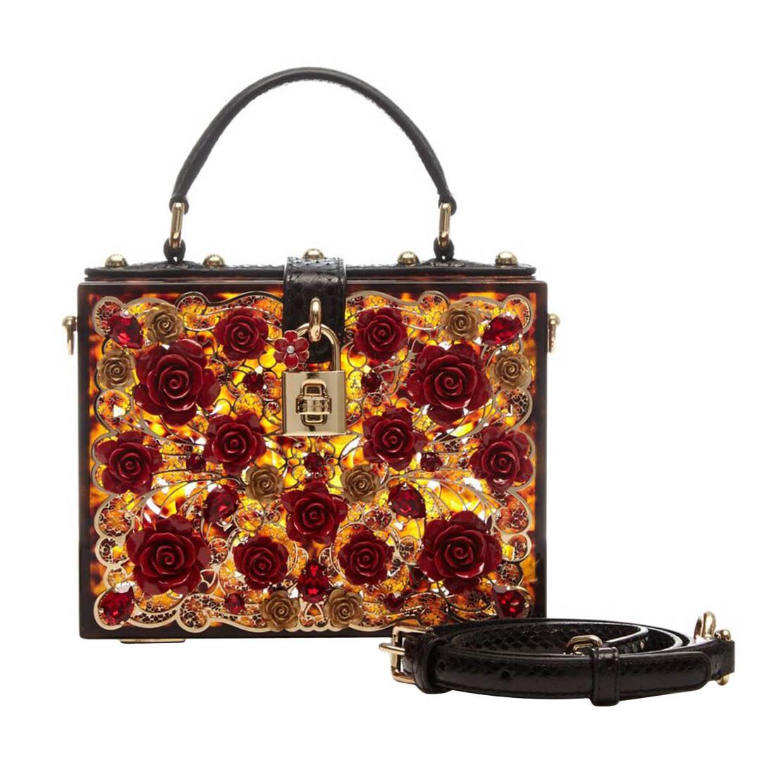 Dolce and Gabbana Tortoiseshell Flower Box Bag