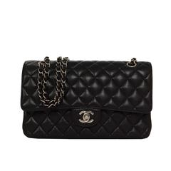 Chanel Black Quilted Caviar Medium Classic Double Flap Bag SHW