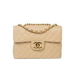 Chanel Classic Jumbo 30 cm Single Flap Beige Leather