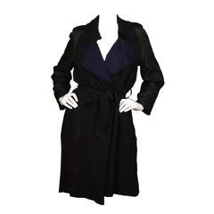 Lanvin Navy & Black Silk Long Coat sz 36