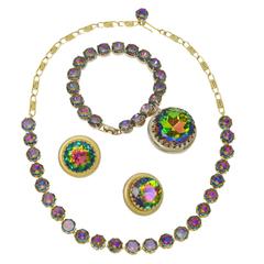 1950s Elsa Schiaparelli Watermelon Rhinestone Parure 10