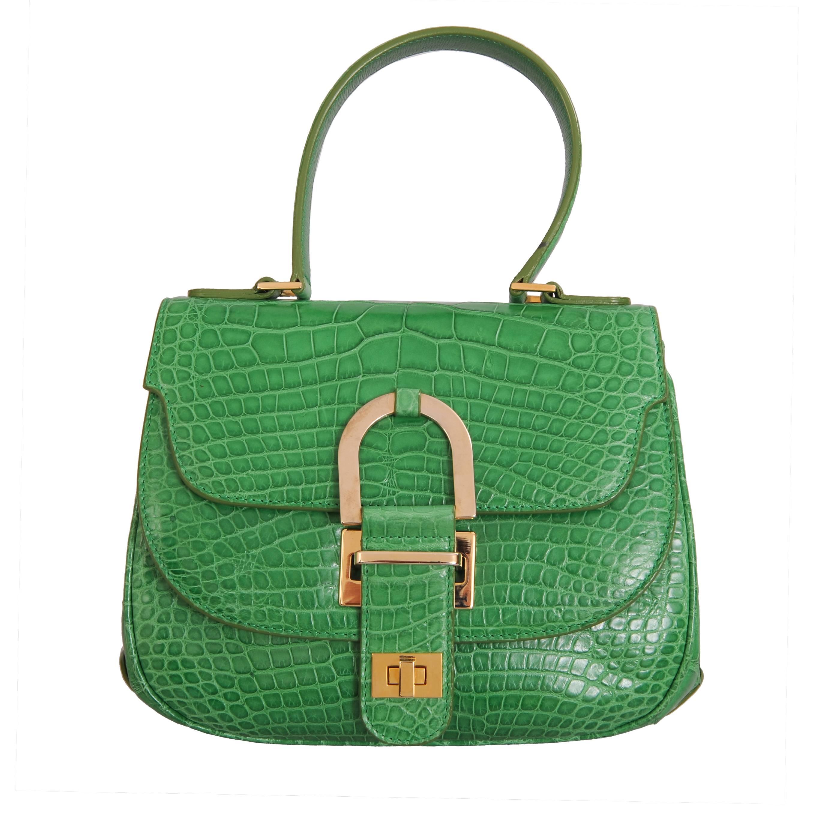 Oscar de la Renta Hellgrüne Alligator-Tasche