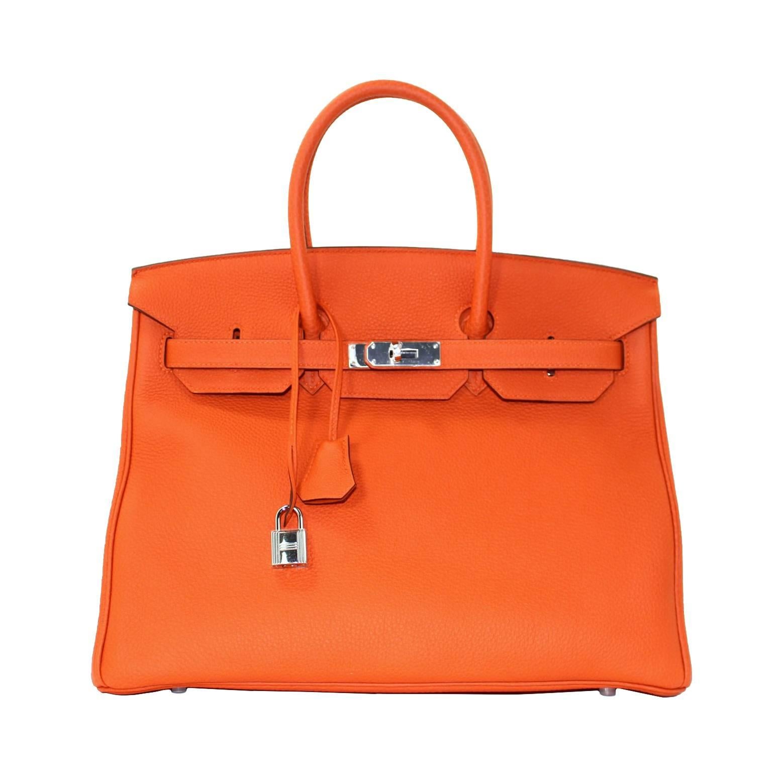 Hermes Orange Birkin Bag- 35 cm Togo Leather, PHW