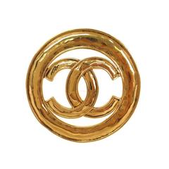 Chanel Vintage Gold Tone Metal CC Pin Brooch