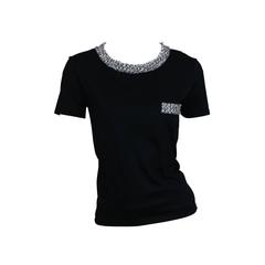 Chanel Black Top with Grey Fringe Trim