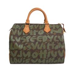 Louis Vuitton Limited Edition Stephen Sprouse Green Graffiti Speedy 30 Satchel