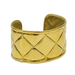 1980's Chanel Gold Quilted Cuff 