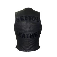 Vintage Moschino 80s Black Leather 'Ciao, See You Leather' Vest