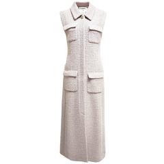 2012 Chanel Winter White Tweed Sleeveless Coat Dress