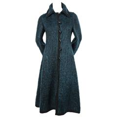 1970's YVES SAINT LAURENT jade green mohair coat 2