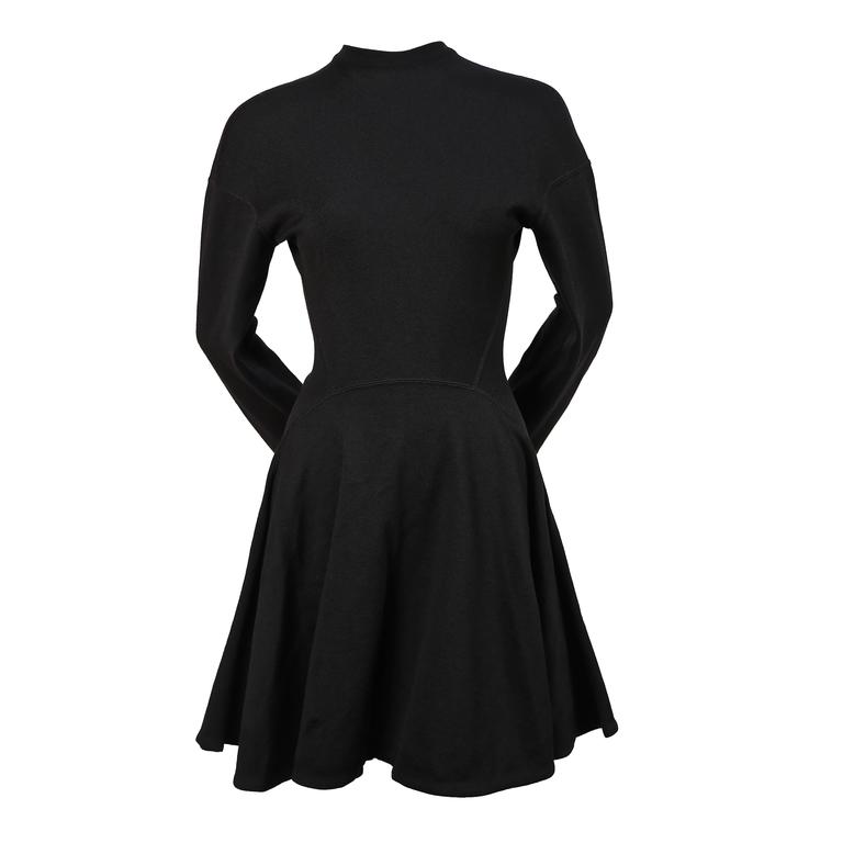 AZZEDINE ALAIA jet black seamed mini dress with full skirt at 1stdibs