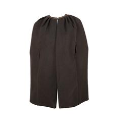 RICK OWENS taupe cashmere cape with leather trim 11