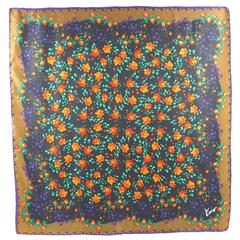Vintage 1980s Kenzo Silk Scarf Colorful Floral Pattern 8