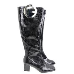Tom Ford For Gucci Black Snakeskin "G" Boots 