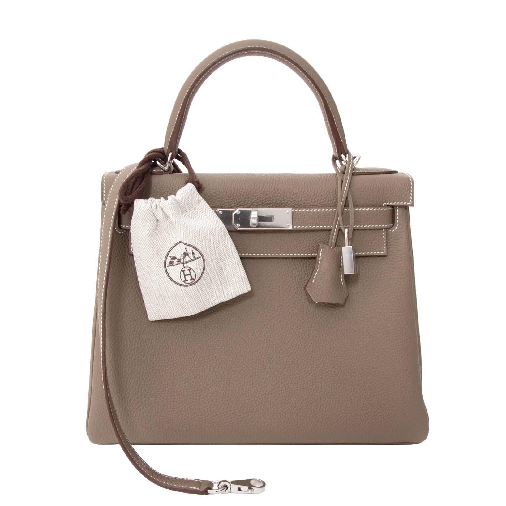 NEU Hermès Kelly 28 Etoupe PHW Togo