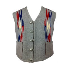 Men's Chimayo Wool Vest with Concho Buttons.  1950's.