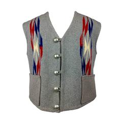 Men's Chimayo Wool Vest with Concho Buttons. 1950's.