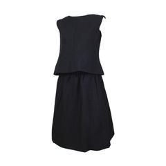 Vintage Norman Norell 1960s Black Tailored Skirt Suit / Sleeveless Top 1