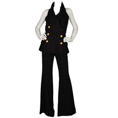 Balmain Black Double Breasted Tuxedo Halter Vest sz 44