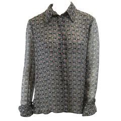 Chanel Sheer Silk Chiffon Printed Blouse