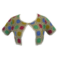 Moschino Cheap and Chic Metallic Crochet Cropped Strickjacke