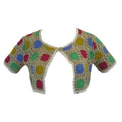 Moschino Cheap and Chic Metallic Crochet Cropped Cardigan